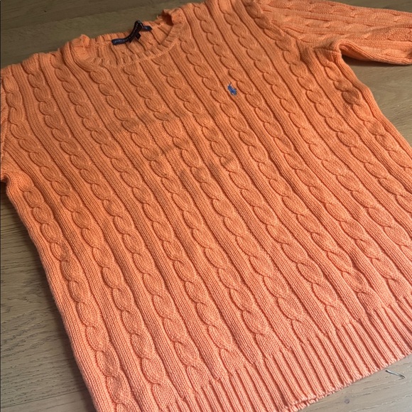 Ralph Lauren Sport orange long sleeve cable knit braided sweater - Picture 9 of 13